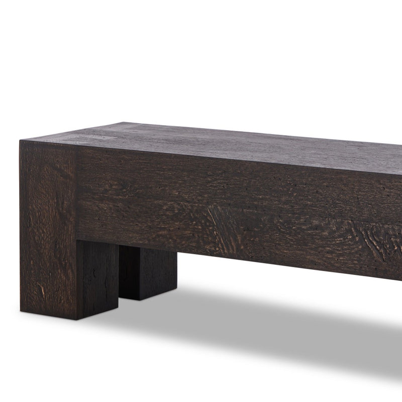 Abaso Accent Bench Ebony Rustic Wormwood Oak Angled View 239396-002