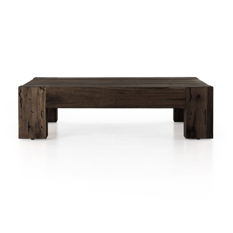 Abaso Coffee Table Ebony Rustic Wormwood Oak Side View Four Hands