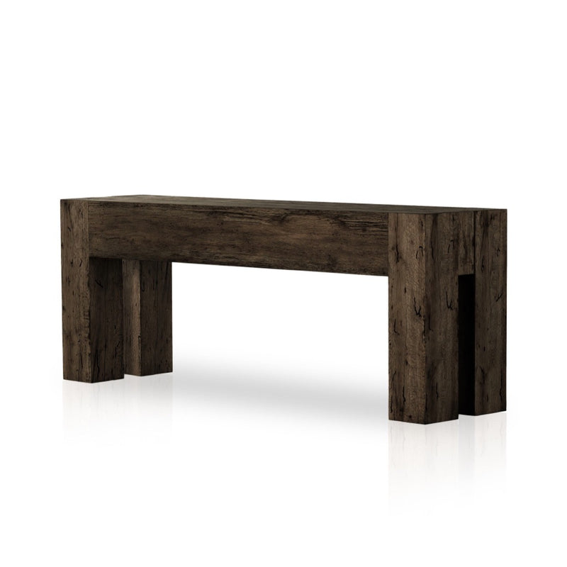 Abaso Console Table Ebony Rustic Wormwood Oak Angled View 229656-003