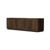 Abaso Media Console Ebony Rustic Wormwood Oak Angled View 239400-002