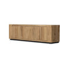 Abaso Media Console Rustic Wormwood Oak Angled View 239400-001