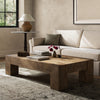 Four Hands Abaso Rectangular Coffee Table Rustic Wormwood Oak Staged View