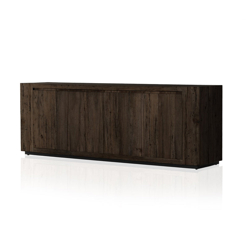 Abaso Sideboard Ebony Rustic Wormwood Oak Angled View Four Hands