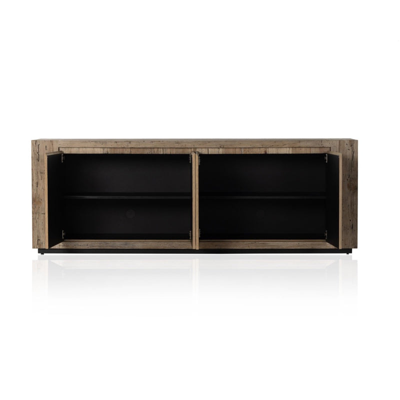 Abaso Sideboard Rustic Wormwood Oak Open Doors Four Hands