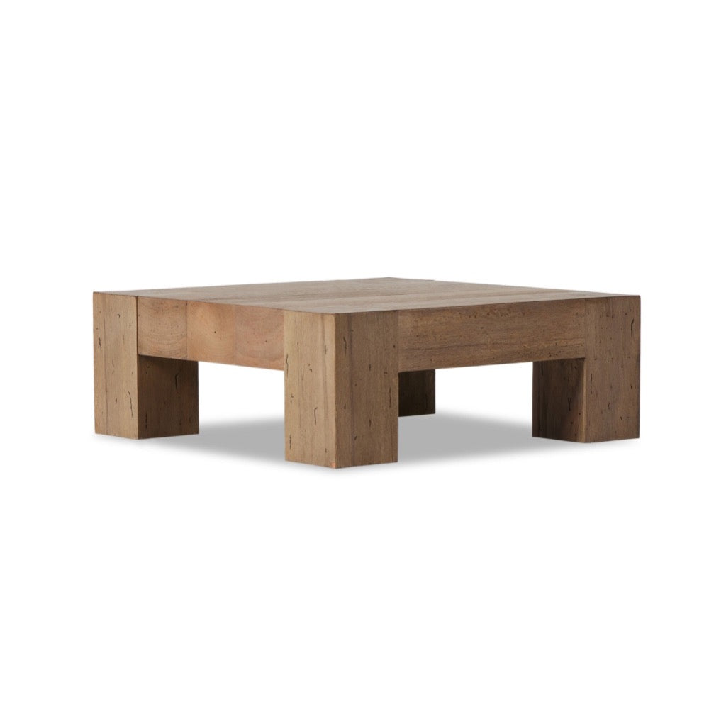 Abaso Small Square Coffee Table - Rustic Wormwood Oak Four Hands