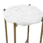 Four Hands Adair Side Table Raw Brass Marble Tabletop Detail