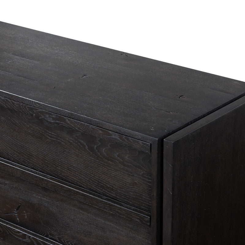 Alora Dresser Dark Espresso Reclaimed French Oak Top Edge Detail Four Hands