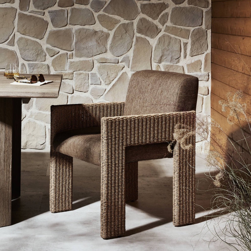 Amur Outdoor Dining Chair Ellor Brown Staged View 240845-001