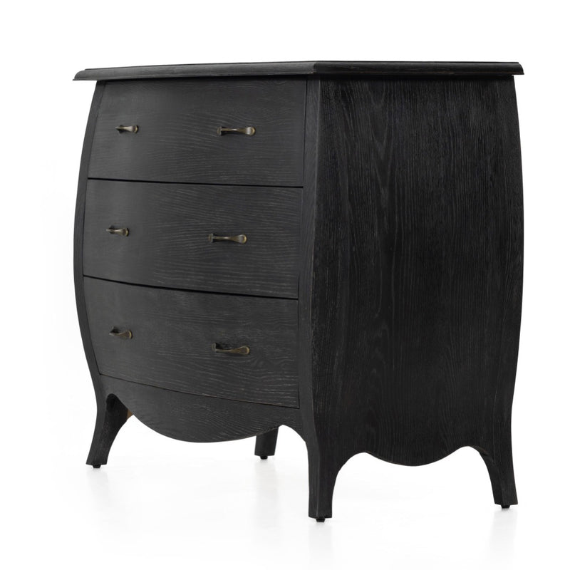 Antoinette Chest Distressed Black Oak angled View Four Hands