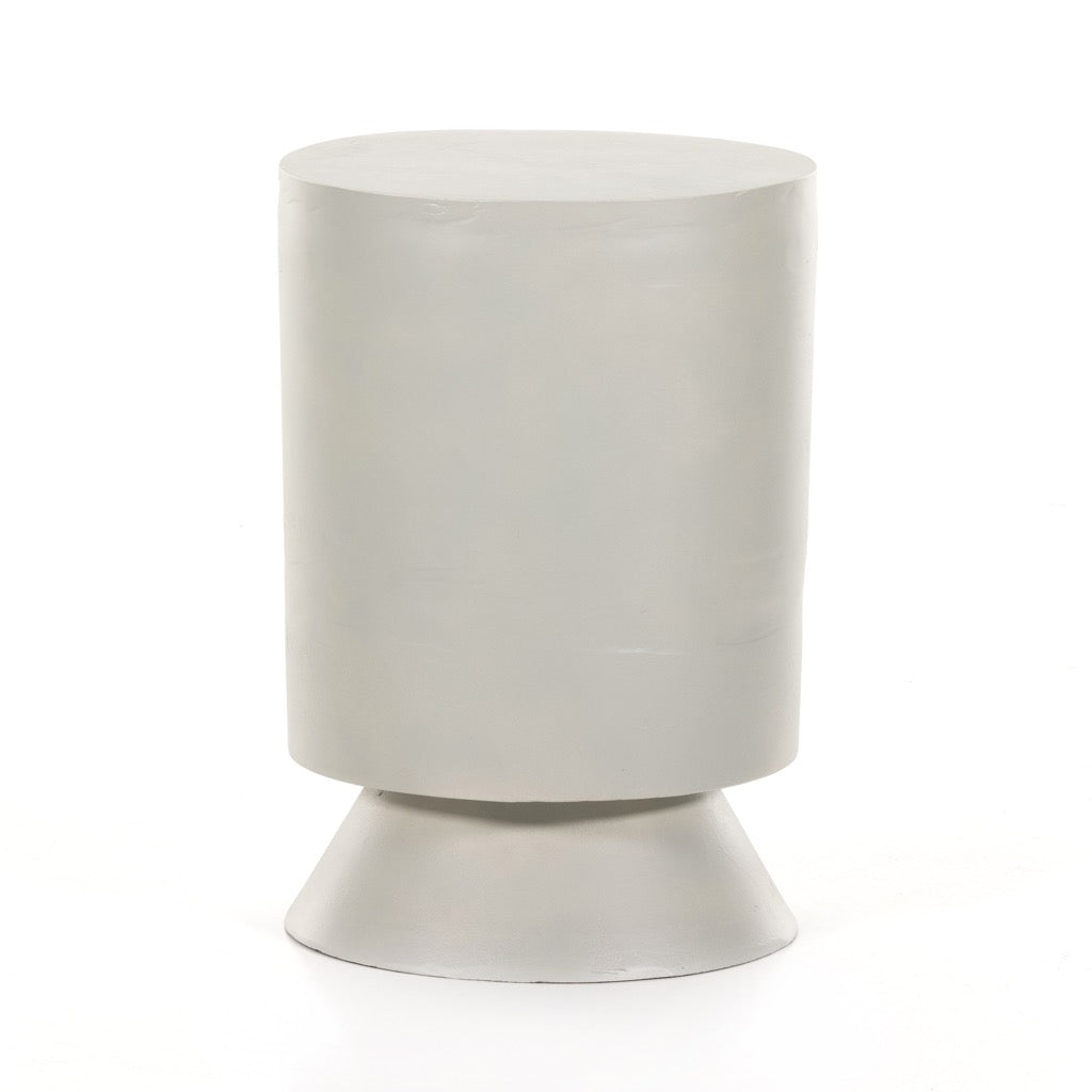 Antonella End Table Textured Matte White Angled View Four Hands