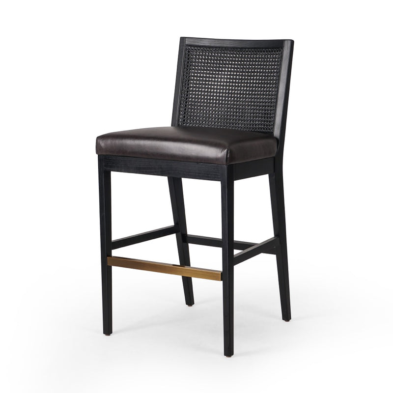 Antonia Cane Armless Bar Stool Sonoma Black Angled View Four Hands