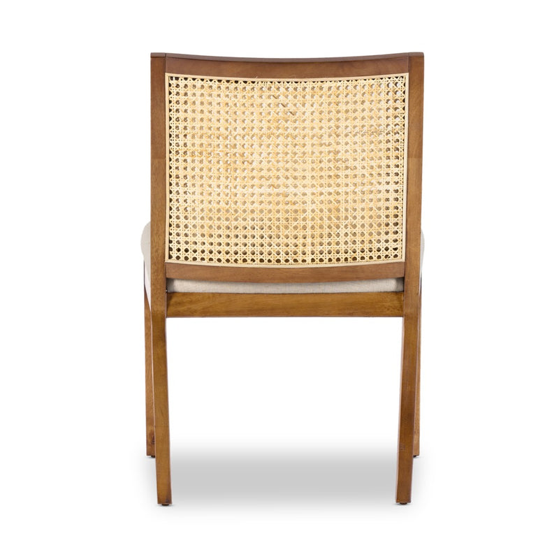 Antonia Cane Armless Dining Chair Toasted Parawood Back View Four Hands