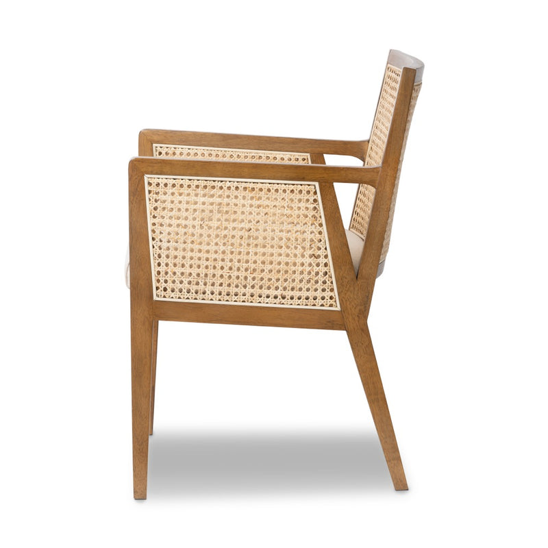 Four Hands Antonia Cane Dining Armchair Savile Flax Side View