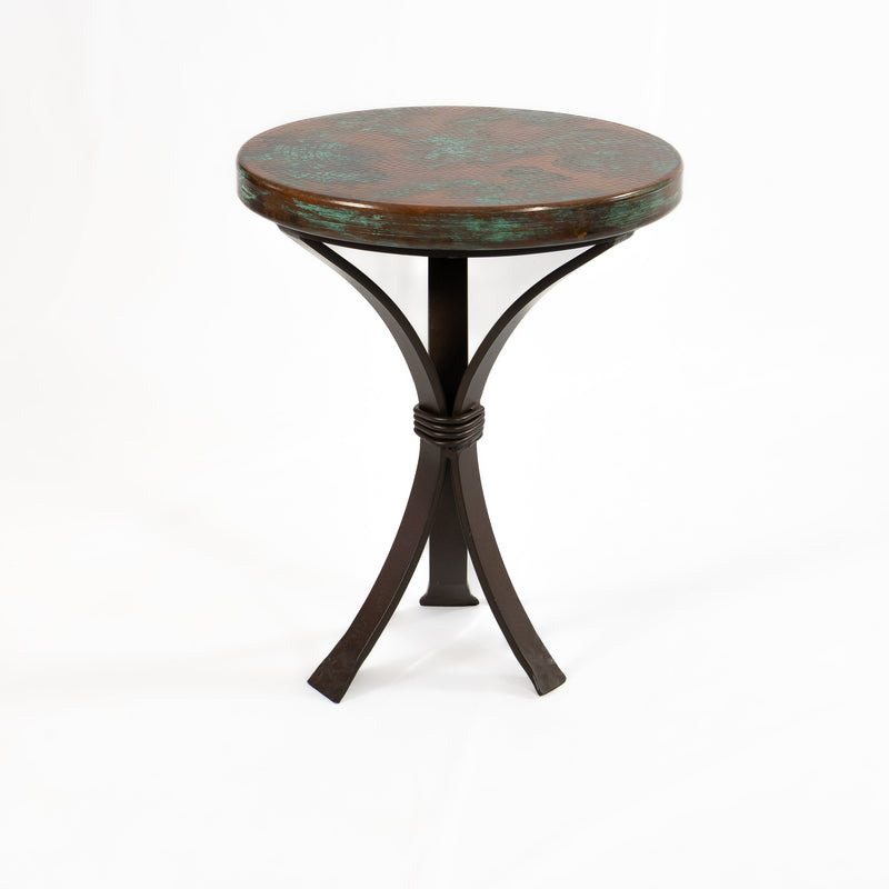 Arrow Copper Side Table - Verde Medley Patina - End View