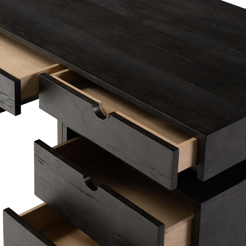 Augusto Desk Dark Espresso Reclaimed French Oak Open Drawer Details 242282-001