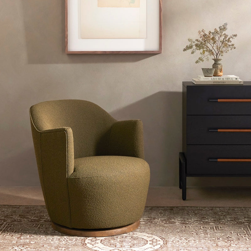 Aurora Swivel Chair - Fiqa Boucle Olive