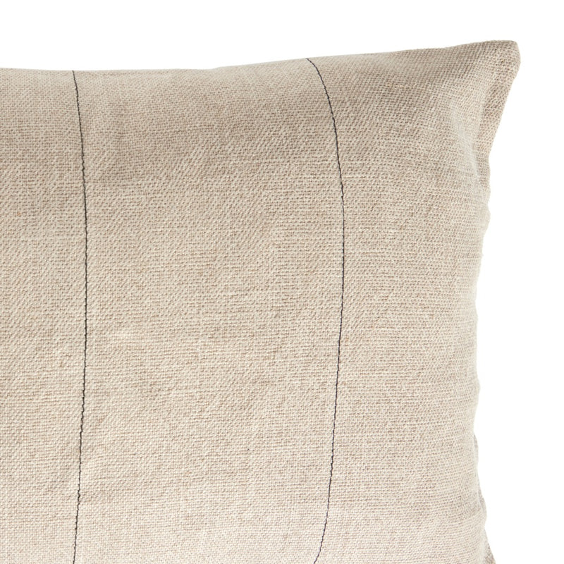 Baldoni Pillow Lombardy Natural Linen Black Stitching Detail Four Hands