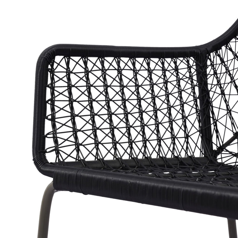 Bandera Outdoor Woven Dining Chair Smoke Black Armrest Four Hands