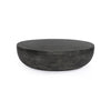 Basil Outdoor Round Coffee Table Aged Grey Front View Four Hands