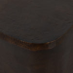 Basil Square Outdoor End Table Antique Rust Front Corner Detail Four Hands