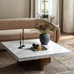 Bellamy Square Coffee Table White Carrara Marble Staged View Wide 239445-001