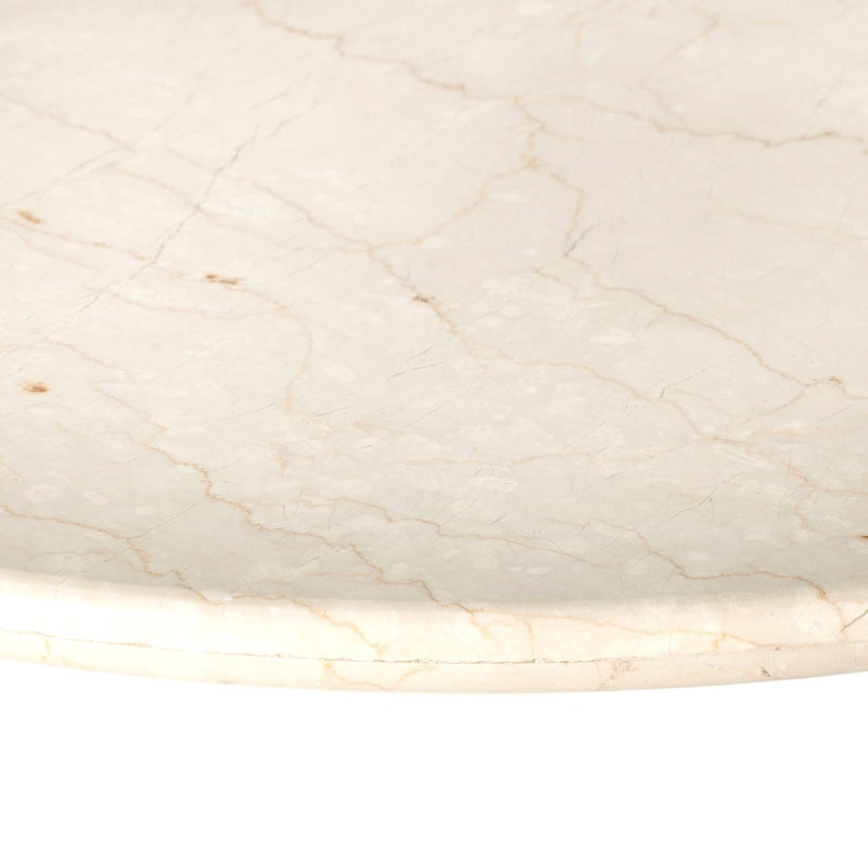 Four Hands Belle Oval Dining Table Cream Marble Rounded Edge Detail