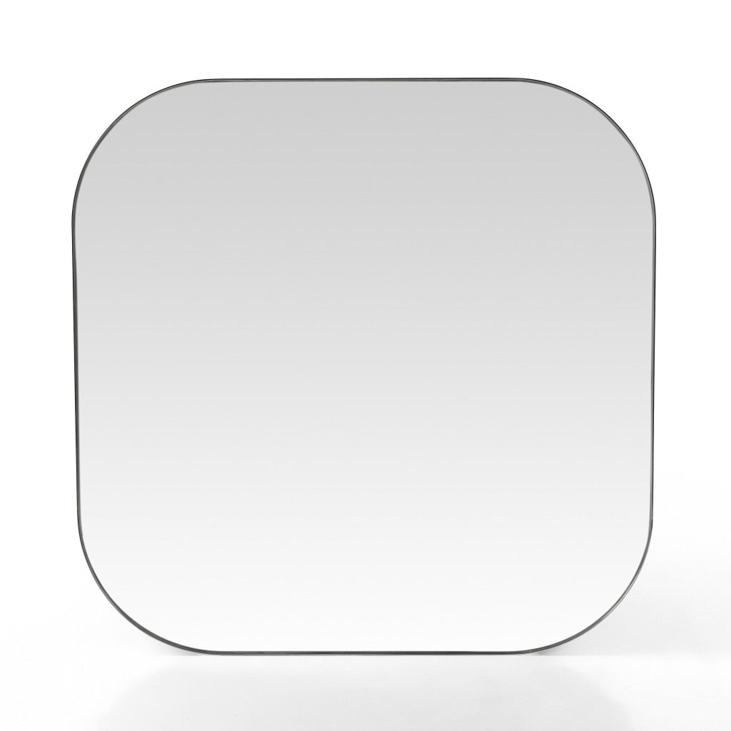 Bellvue Square Mirror Shiny Steel Front View CIMP-276