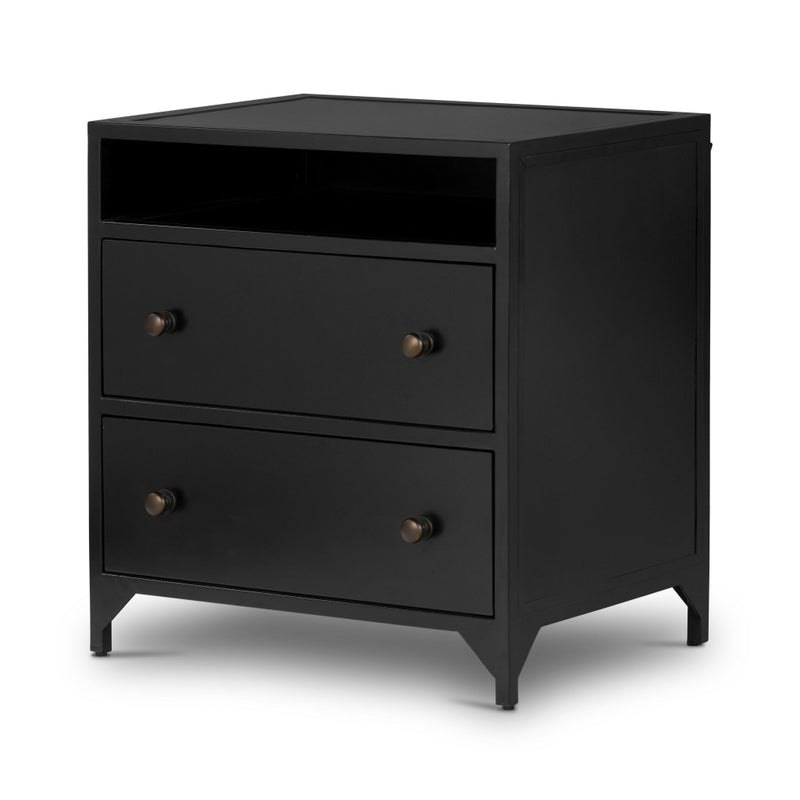 Belmont 2 Drawer Nightstand Black Angled View 104440-003