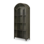 Belmont Cabinet Gunmetal Angled View Doors Open Four Hands