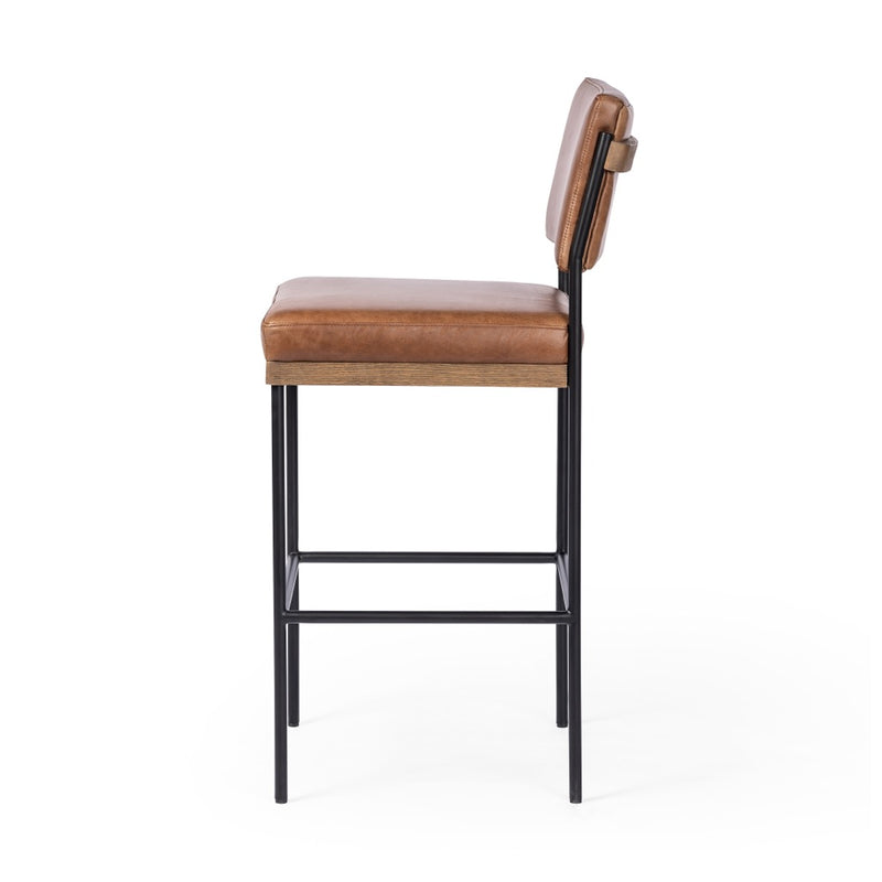 Four Hands Benton Bar Stool Sonoma Chestnut Side View