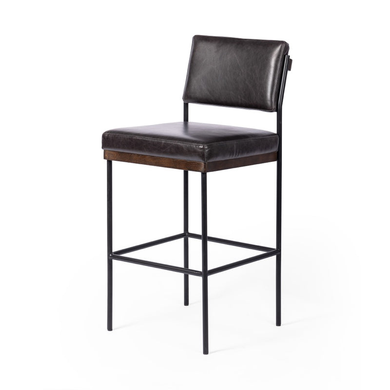 Benton Bar Stool Sonoma Black Angled View Four Hands