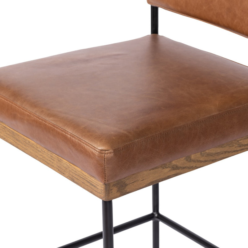 Four Hands Benton Counter Stool Sonoma Chestnut Top Grain Leather Seating