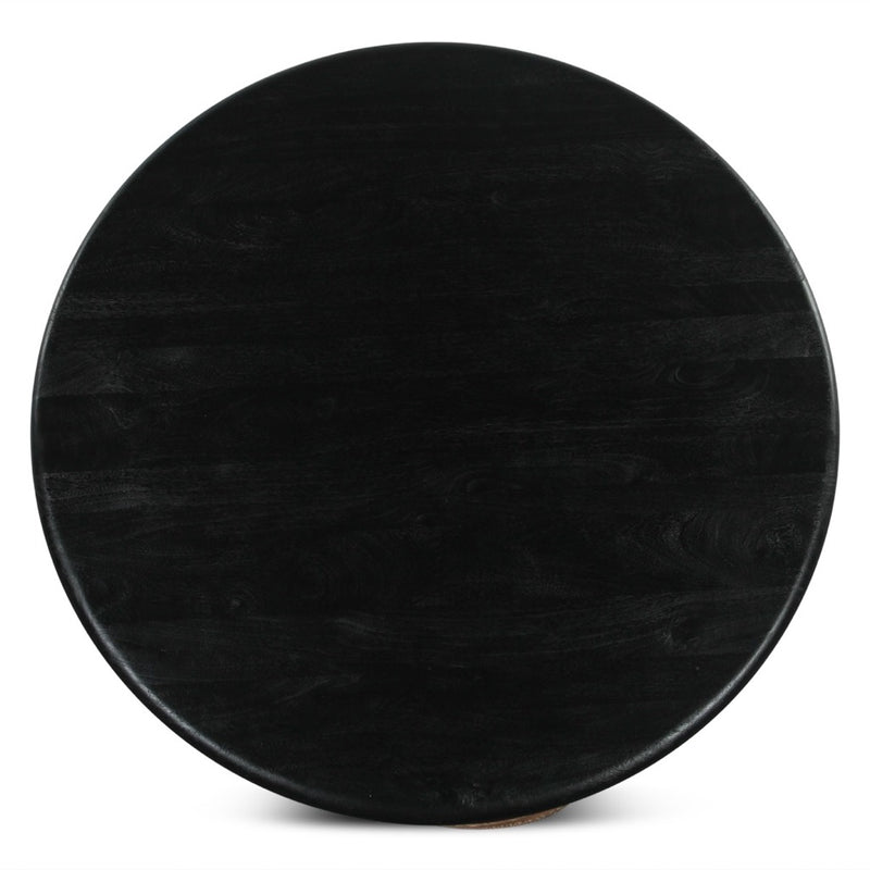 Bilboa Round Dining Table Black Tabletop Detail Mango Wood FBB-RD52BLK