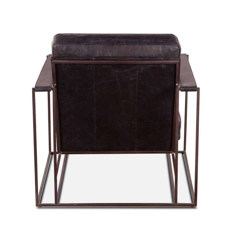 Home Trends & Design Bogart Accent Chair Ebony Black Leather Back View