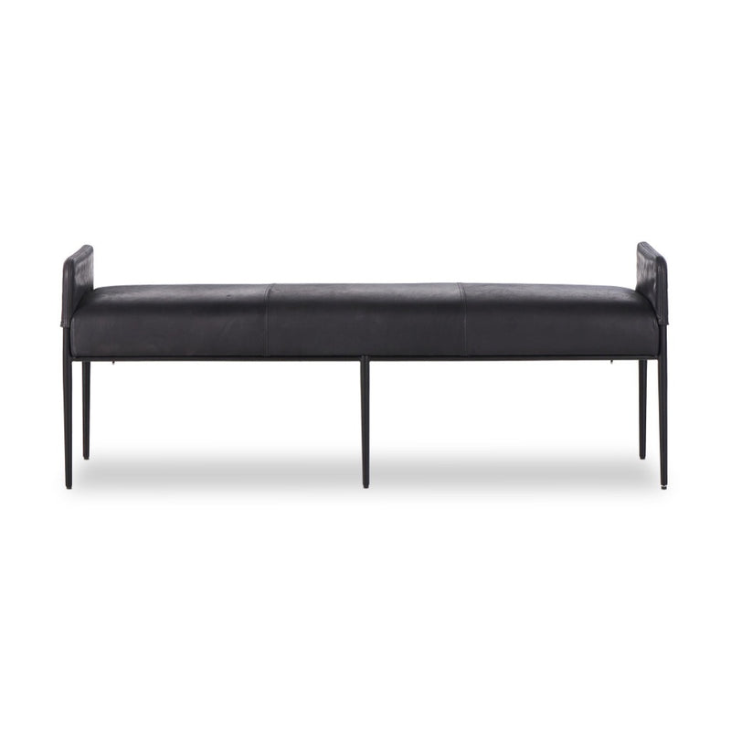 Brickel Backless Bench Heirloom Black Front View Four Hands