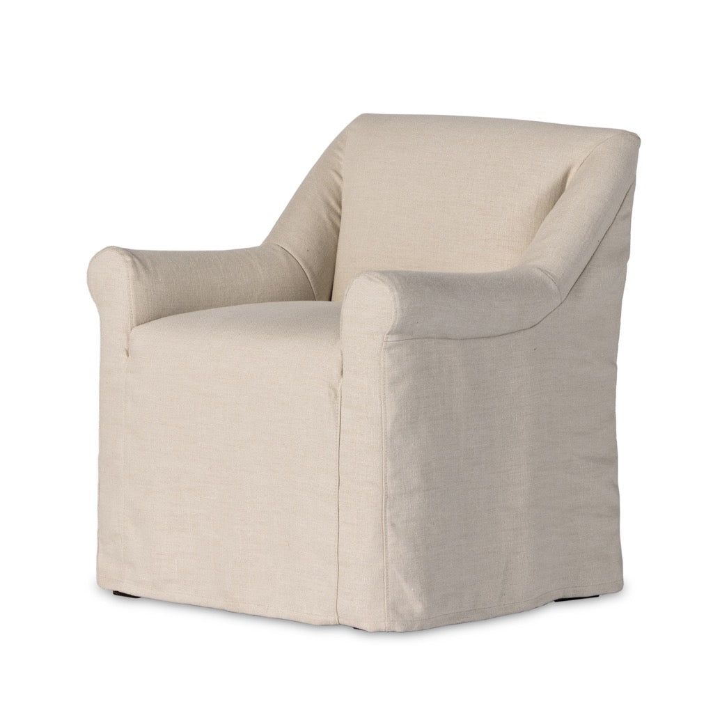 Bridges Slipcover Dining Armchair Brussels Natural Angled View 232437-001