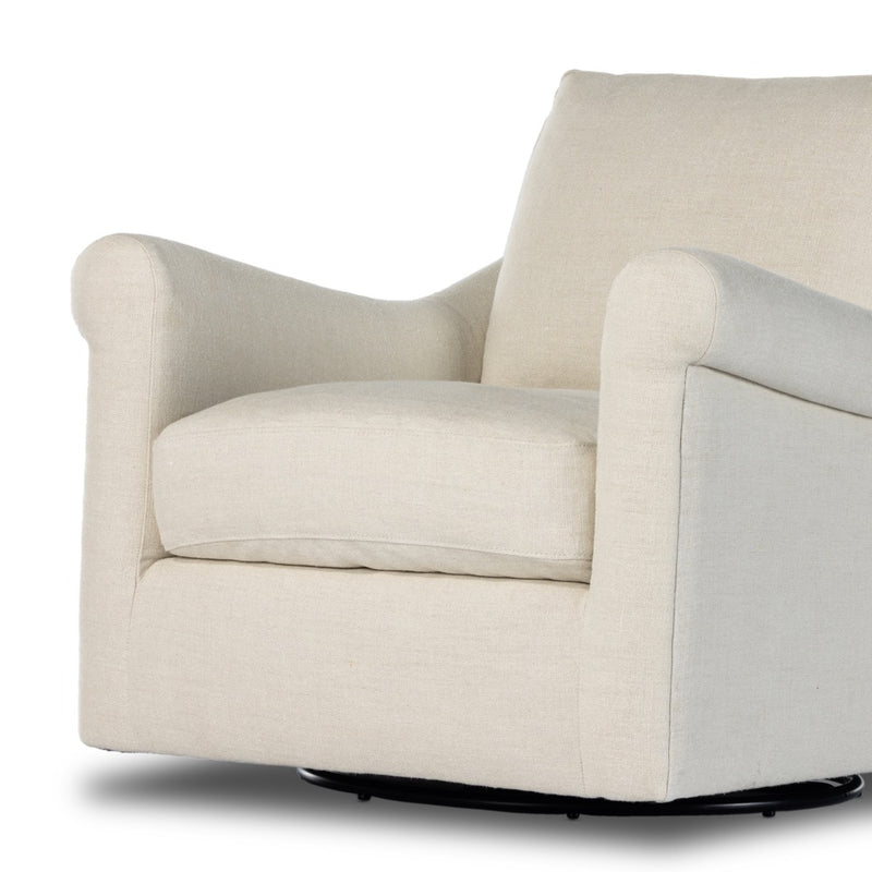 Bridges Swivel Chair Brussels Natural Belgian Linen Base 233228-001
