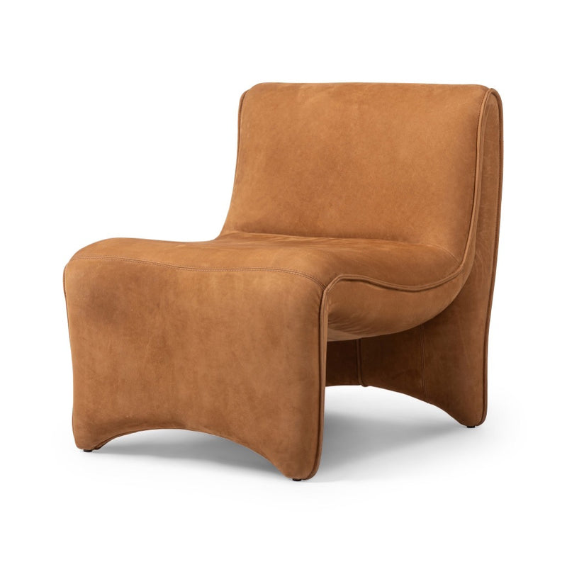 Bridgette Chair Nubuck Cognac Angled View Four Hands