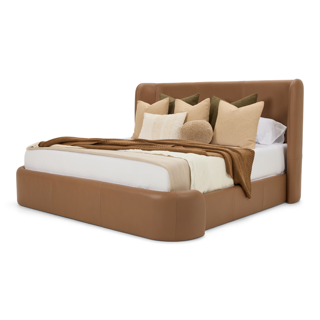 American Leather Brinley Bed Bison Desert Leather Angled View