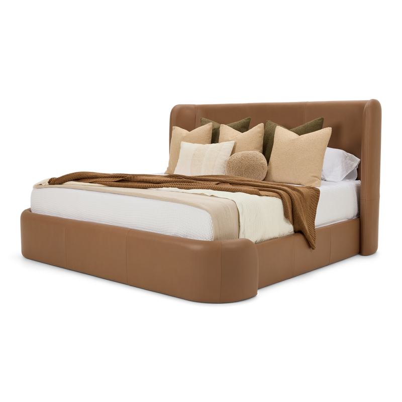 American Leather Brinley Bed Bison Desert Leather Angled View