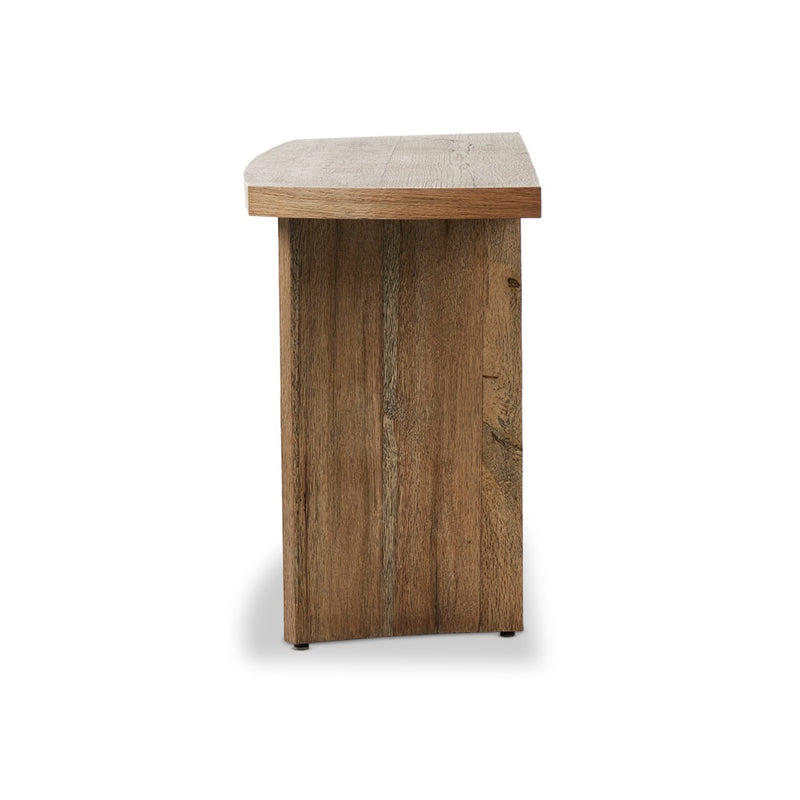 Brinton Console Table Rustic Oak Veneer Side View Four Hands