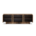 Four Hands Brinton Media Console Rustic Oak Veneer Open Front Cabinets