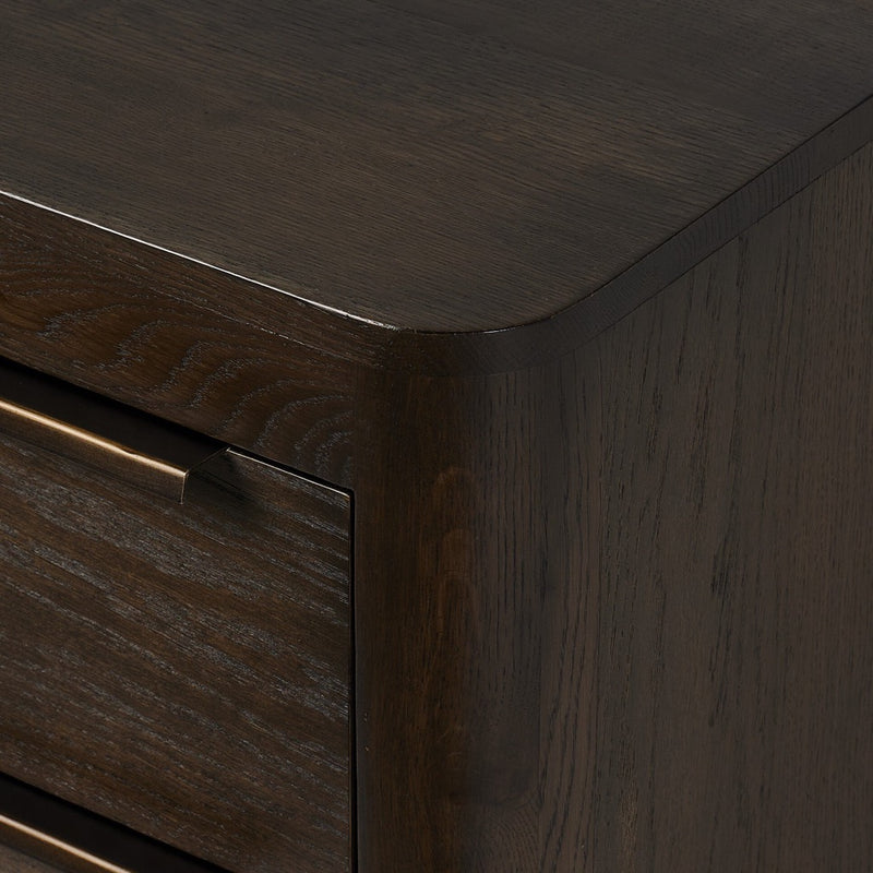 Four Hands Bruce Nightstand Espresso Oak Rounded Corner Detail