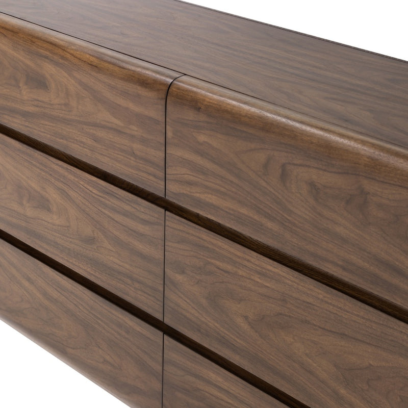 Four Hands Brynn Dresser Dark Walnut Veneer Graining on Drawers