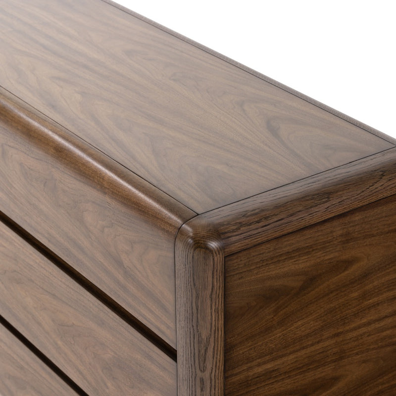 Brynn Dresser Dark Walnut Veneer Rounded Corners Four Hands