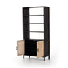 Caprice Bookshelf Black Wash Mango Angled View Open Cabinets IPRS-025