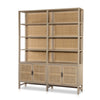 Caprice Wide Bookshelf Natural Mango Angled View Four Hands