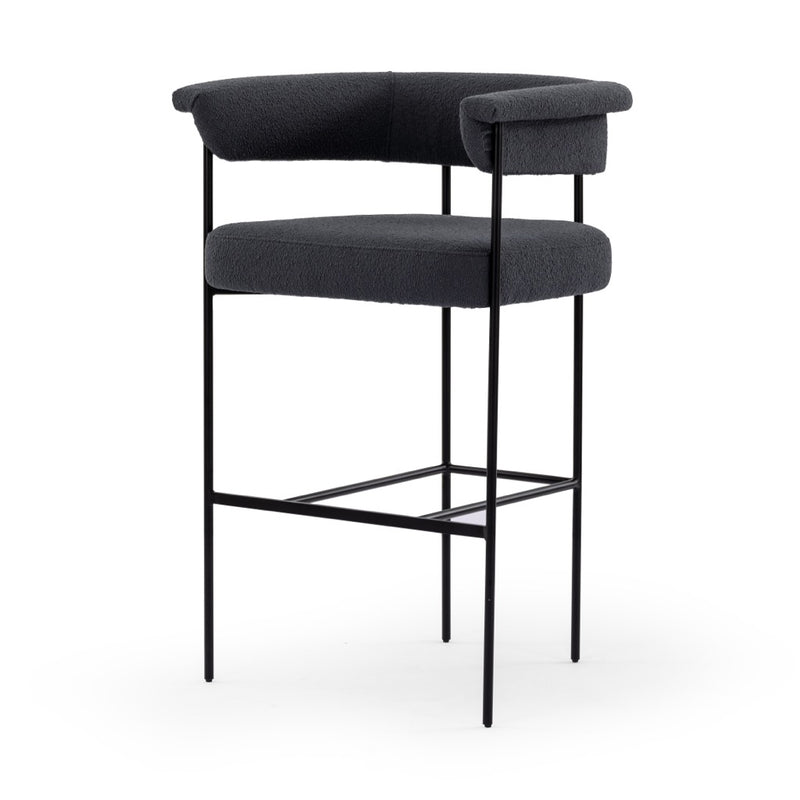 Carrie Bar Stool FIQA Boucle Slate Angled View 108498-007