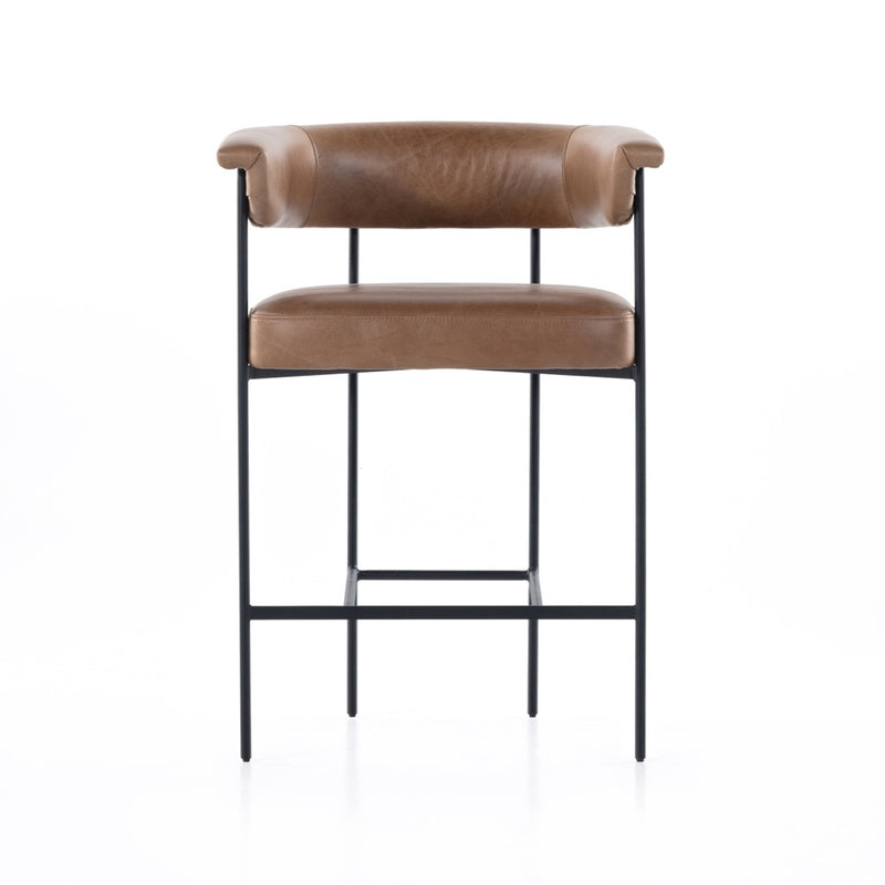 Four Hands Carrie Counter Stool Chaps Saddle Front Facing View