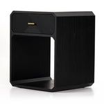 Caspian Nightstand Black Ash Veneer Angled View Four Hands